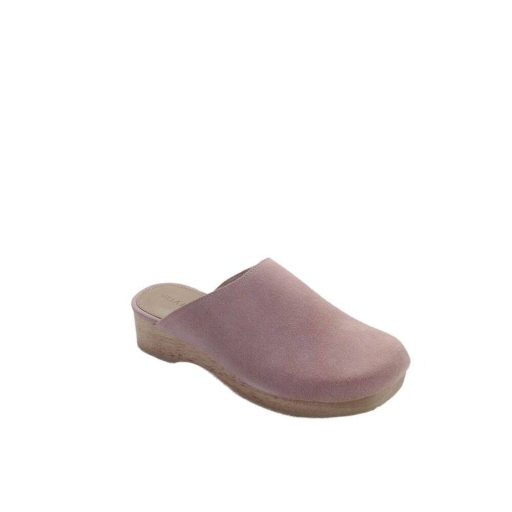 Villa Rouge Womens Suede Wooden Heels Valencia Mules Shoes Pink Size 8M